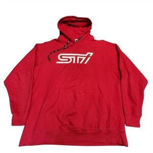 Independent Red Subaru STI Custom Drawstring Men's Racing Hoodie Size 2XL